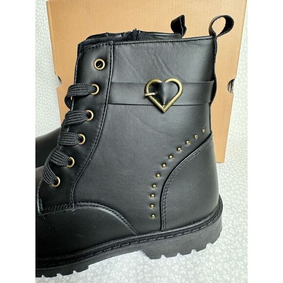 REGAZZA GIRLS BOOTS SIZE 4 LACE UP COMBAT Boots in BLACK - Picture 4 of 10